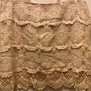 Jennifer Lopez Crochet Cream Mini Skirt~ Size Large